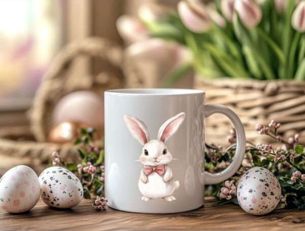 zeko s mašnom personalizirana šalica za uskrs