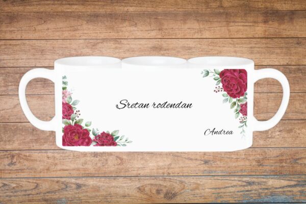 ruže personalizirana šalica za rođendan
