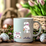 veseli zečići personalizirana šalica za uskrs