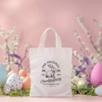 zečica na biciklu platnena torba za uskrs (kopiraj)