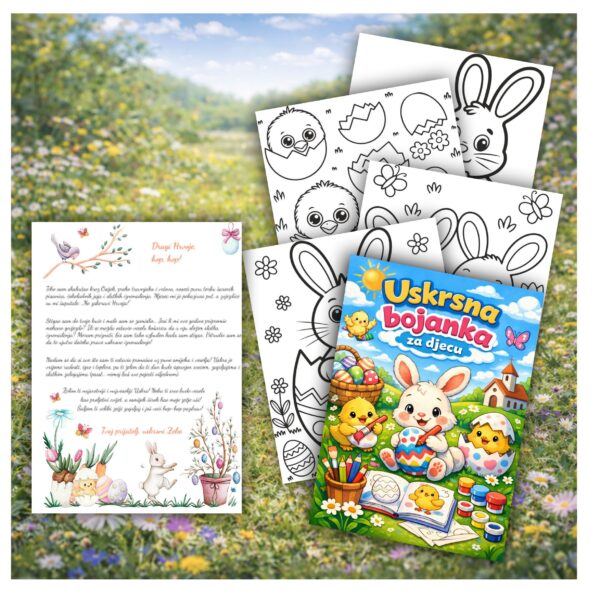 personalizirano pismo sreće uskršnjeg zeca s poklon iznenađenjem e pismo + bojanka 72 stranice za print
