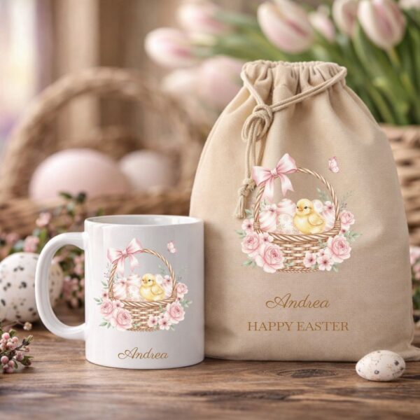 poklon paket platnena torba i šalica zečica na biciklu (kopiraj)