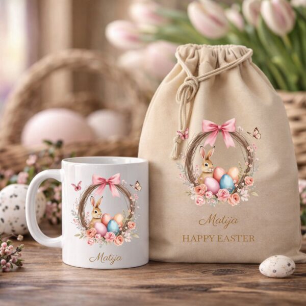 poklon paket platnena torba i šalica zečica na biciklu (kopiraj)