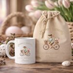 poklon paket platnena torba i šalica zečica na biciklu (kopiraj)