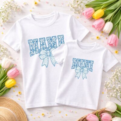 mama & mini – majice za mamu i dijete blue floral